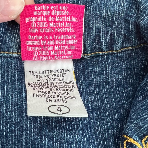 Vintage Barbie Y2K Jean Jacket with Embroidery Size 4 Girls - Picture 6 of 6